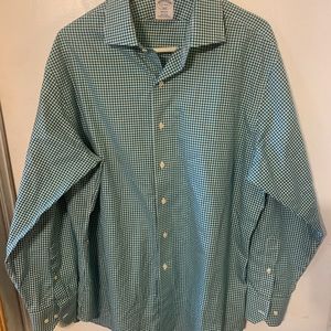 Brooks Brothers Regent 1818 large mens green long sleeve shirt 17 4 5